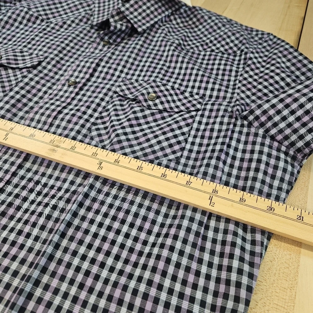 Banana Republic Mens L Pearl Snap Urban Cowboy Western Style Double Pocket Shirt